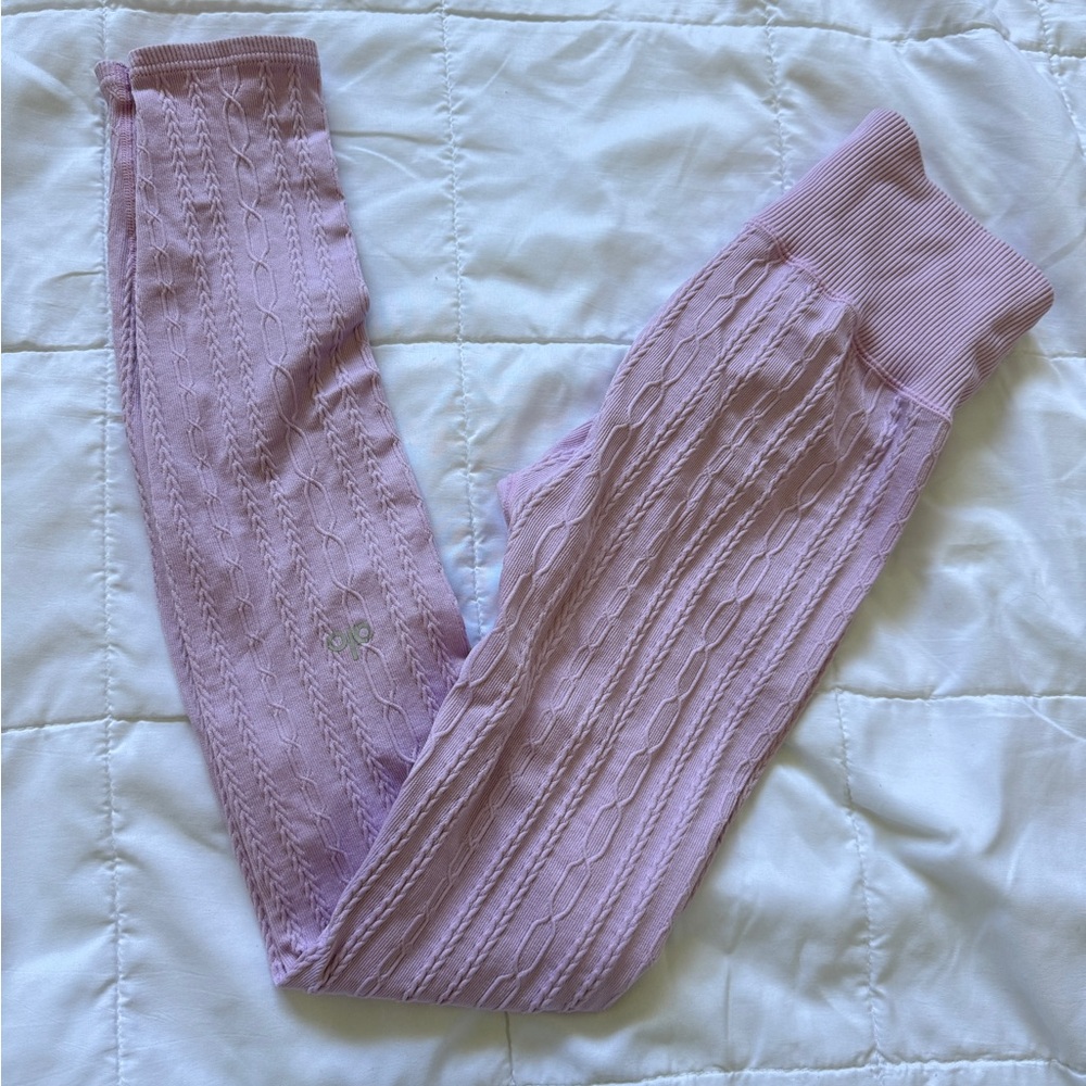ALO Yoga Lilac Cable-Knit Leggings
